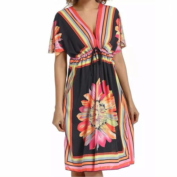 Other - medium large black pink beach swim cover up dress